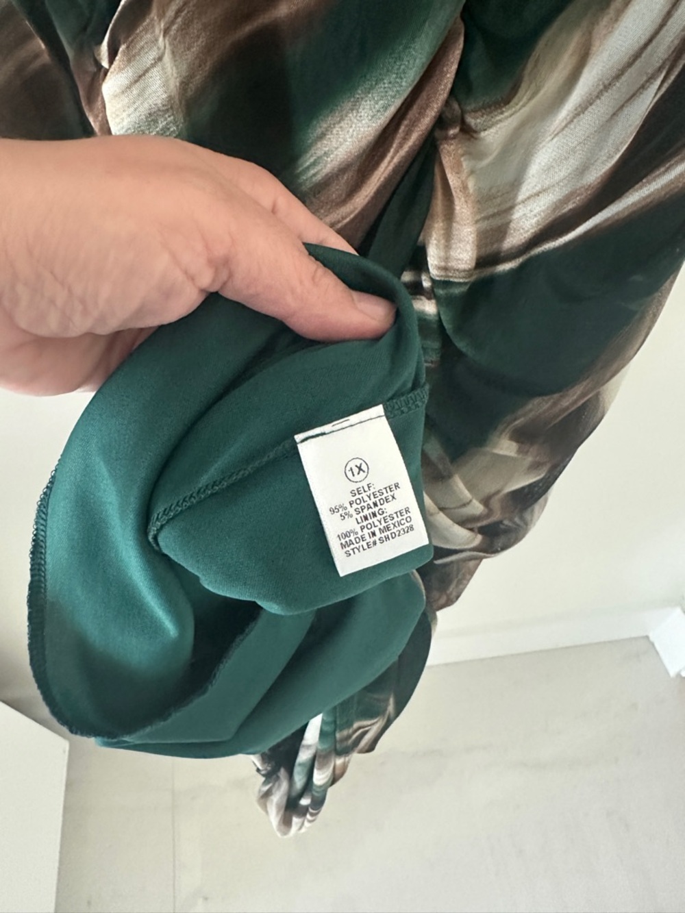 Fashion Nova Teal, Brown & Cream Abstract Wrap Midi Dress 1X - Picture 4 of 6